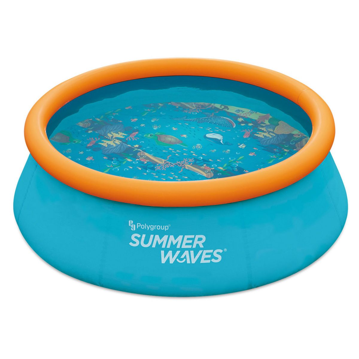 Summer Waves 8 Foot Wide Inflatable Quick Set Pool with 3D Graphics and Goggles Summer Waves