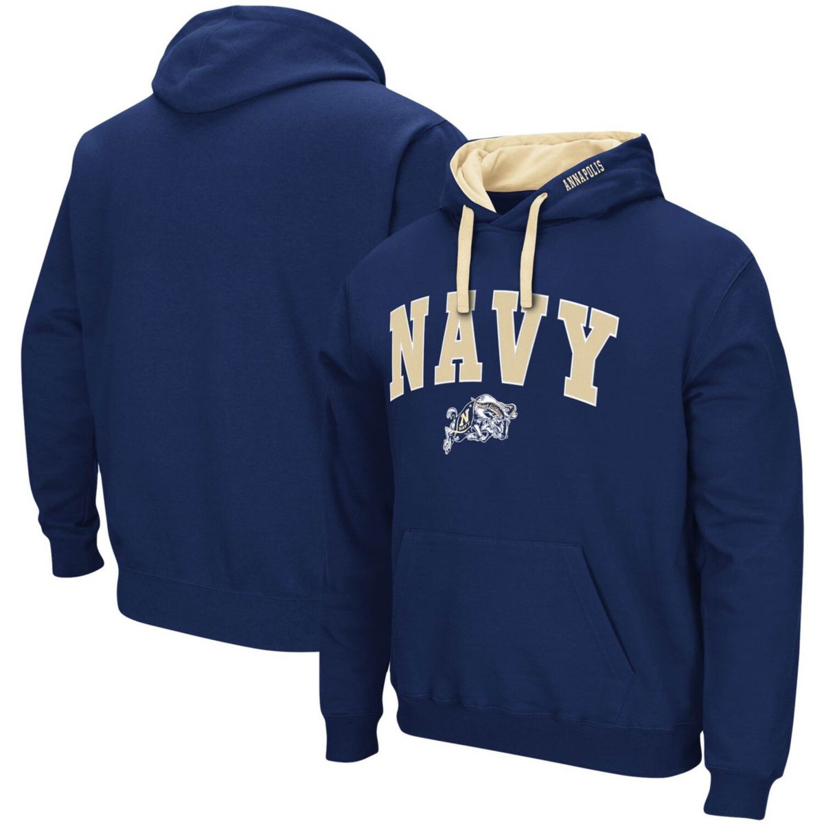 Мужская Футболка Colosseum Navy Navy Midshipmen Big & Tall Arch & Logo 2.0 Colosseum