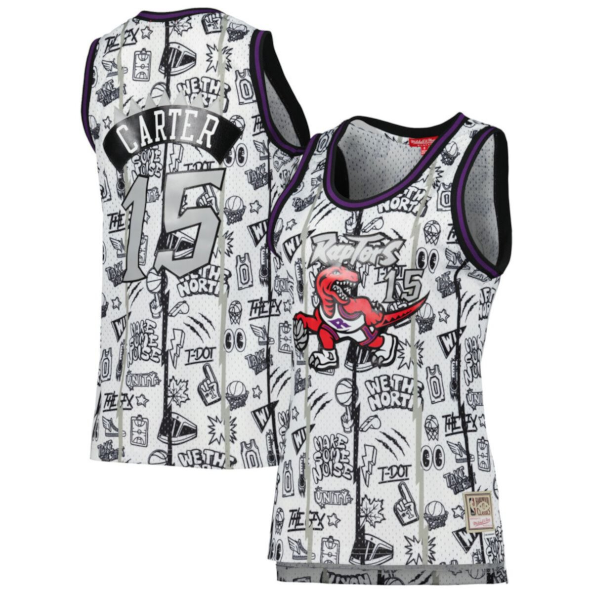 Женская Футболка Mitchell & Ness Vince Carter Белая Toronto Raptors 1998 Doodle Swingman Mitchell & Ness