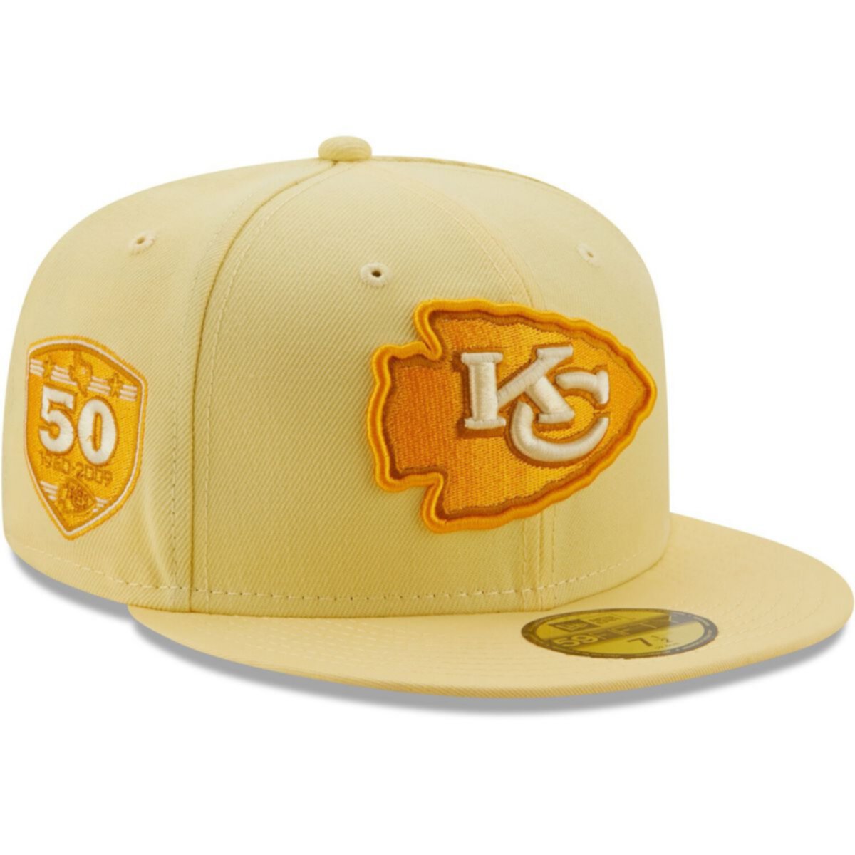 Мужская приталенная шляпа New Era Yellow Kansas City Chiefs 50 Years The Pastels 59FIFTY New Era