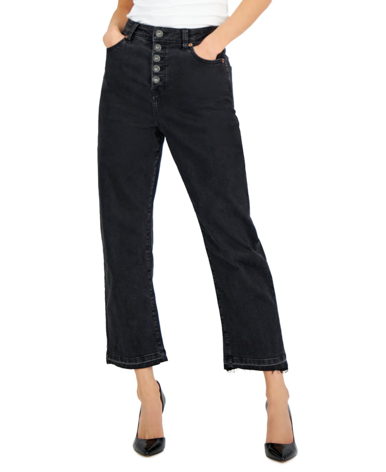 Женские джинсы прямого кроя с завышенной талией и пуговицами, созданные для Macy's INC International Concepts