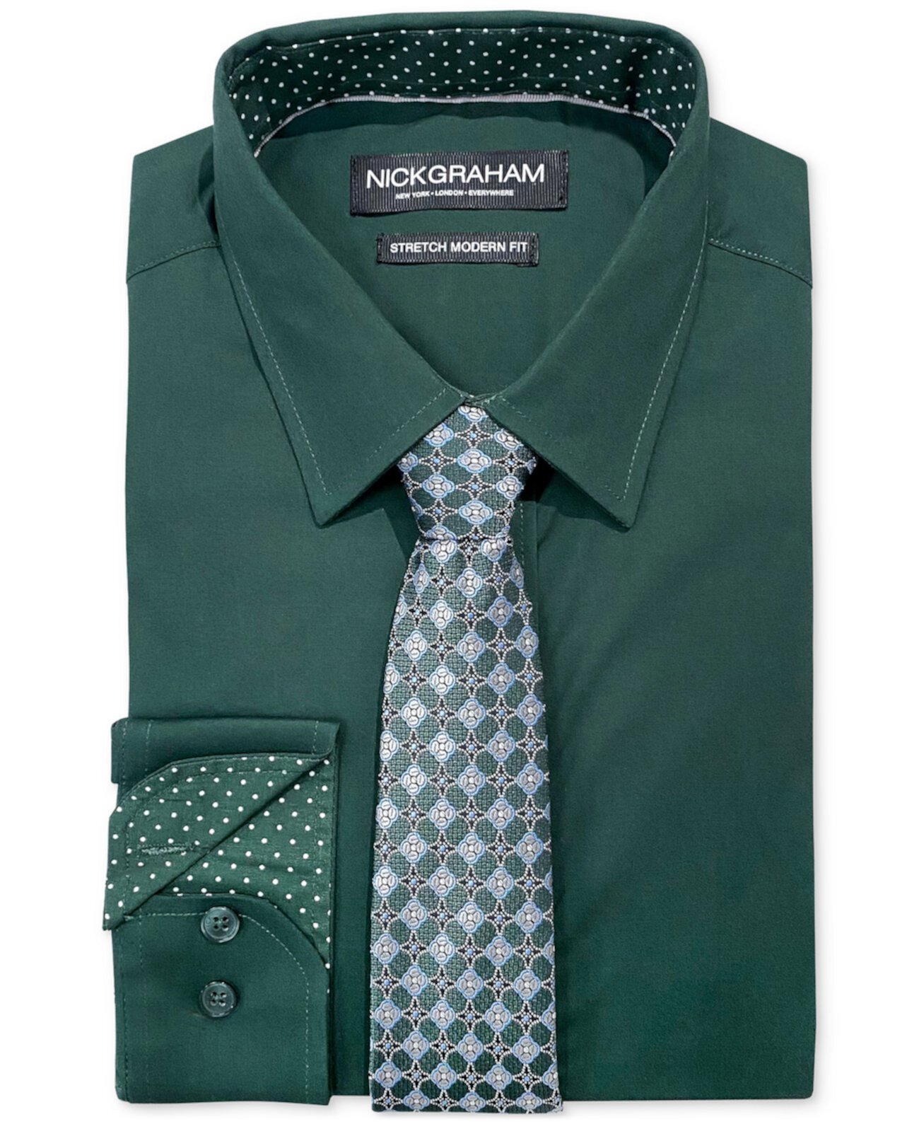 Мужской комплект из эластичной классической рубашки и галстука в клетку в тон в современном стиле Nick Graham