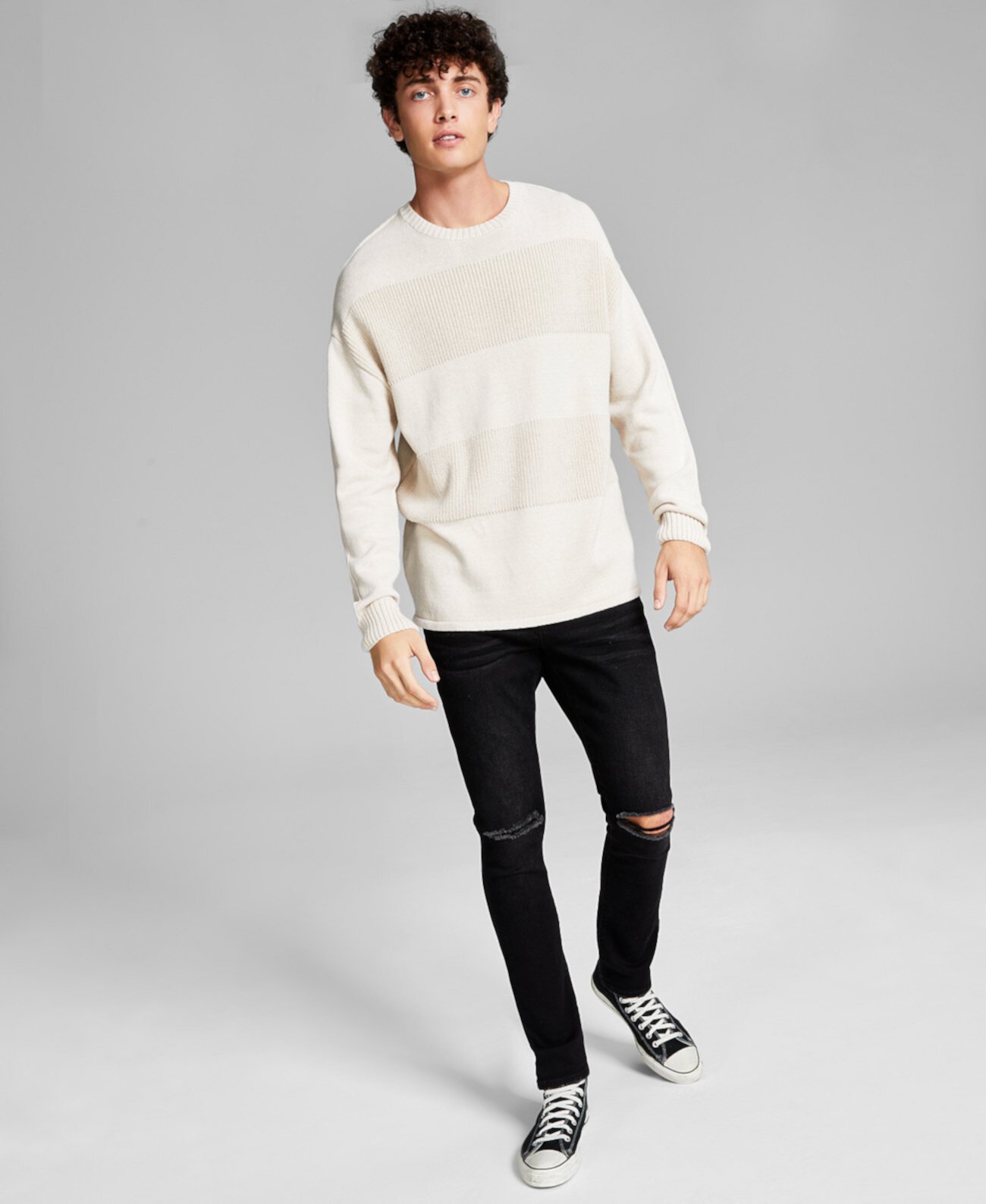 Мужской свитер с текстурированной полосой, созданный для Macy's And Now This