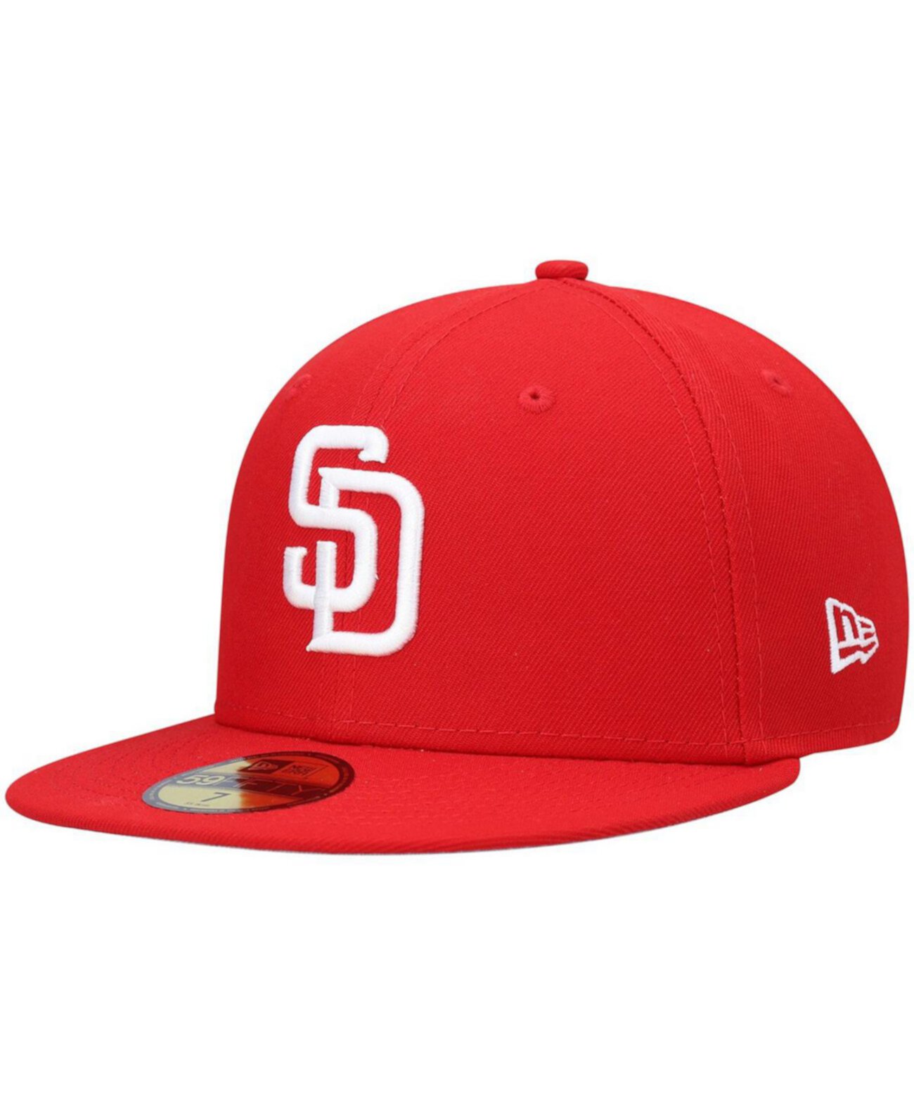 Мужская красная приталенная шляпа San Diego Padres Logo White 59FIFTY New Era