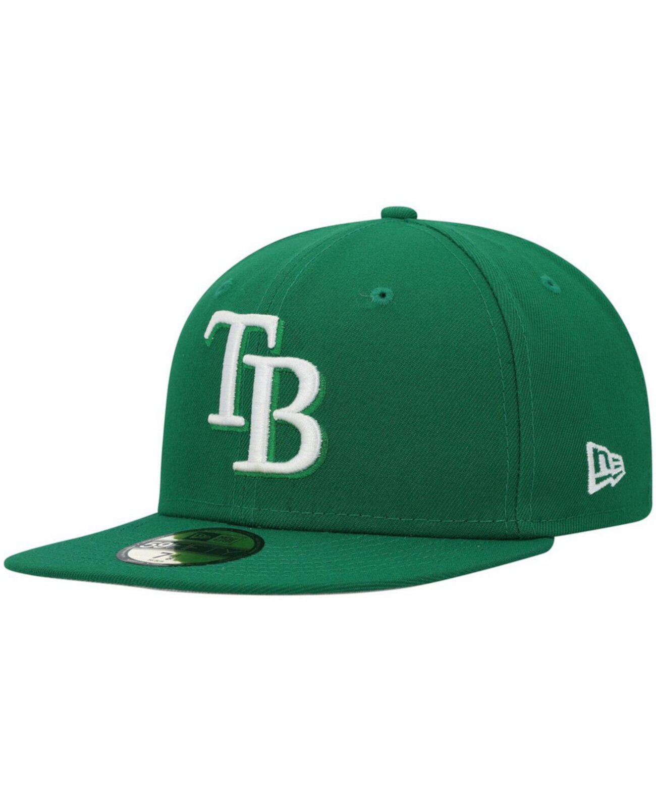 Мужская кепка Kelly Green Tampa Bay Rays Logo белая 59FIFTY приталенная шляпа New Era