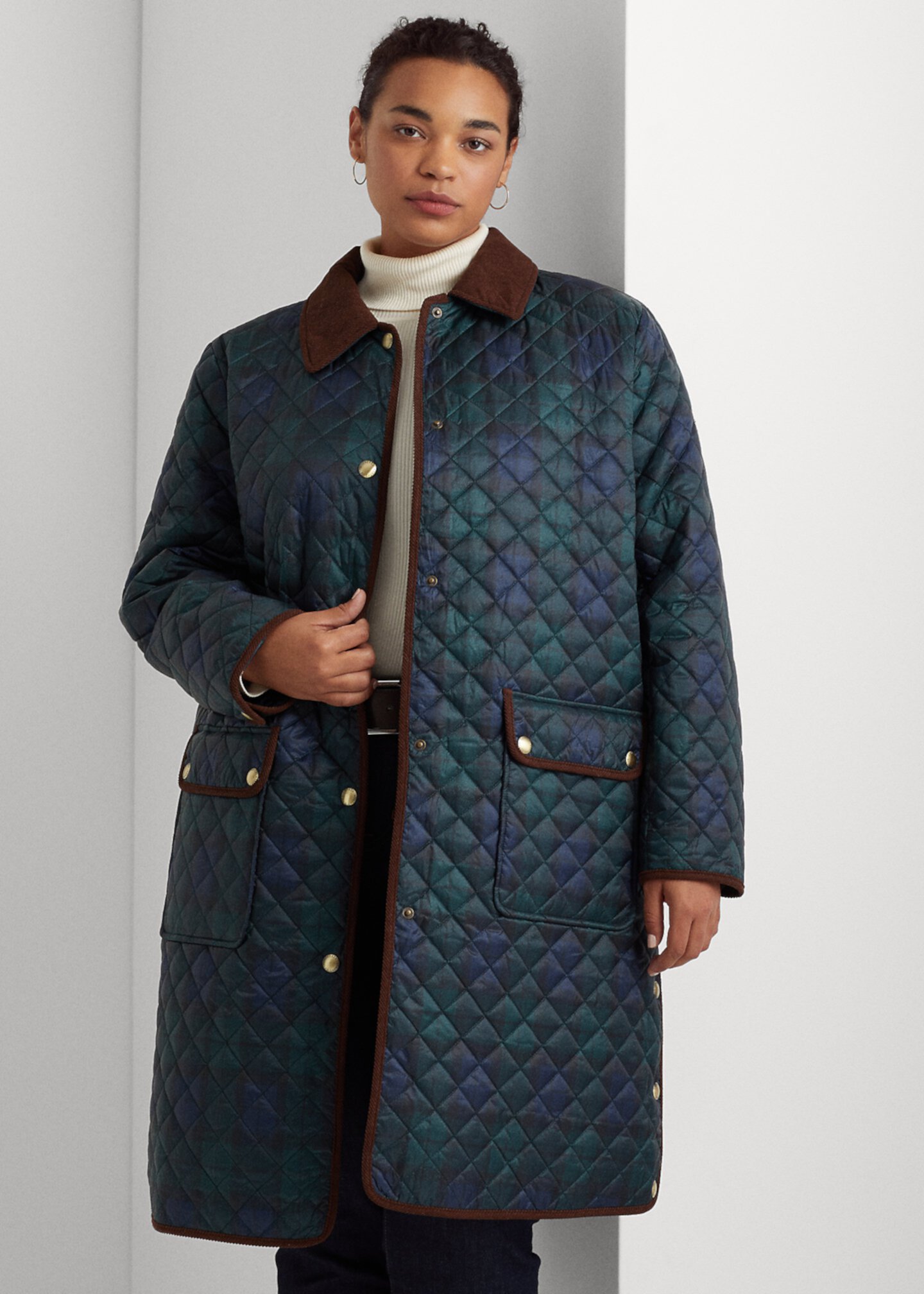 Стеганая куртка трапециевидной формы в клетку Ralph Lauren