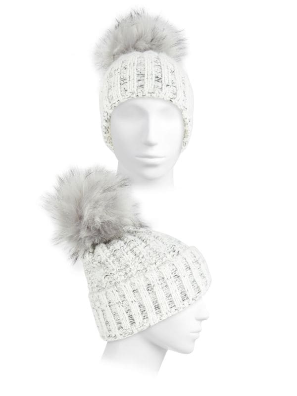 Шапка с помпоном Kyi Kyi Faux Fur Pom Pom Beanie Kyi Kyi