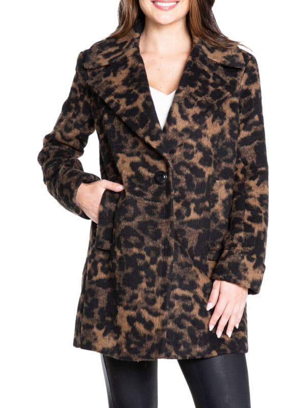 Женское Пальто с Леопардовым Принтом Kensie из Шерсти и Пижонов Kensie