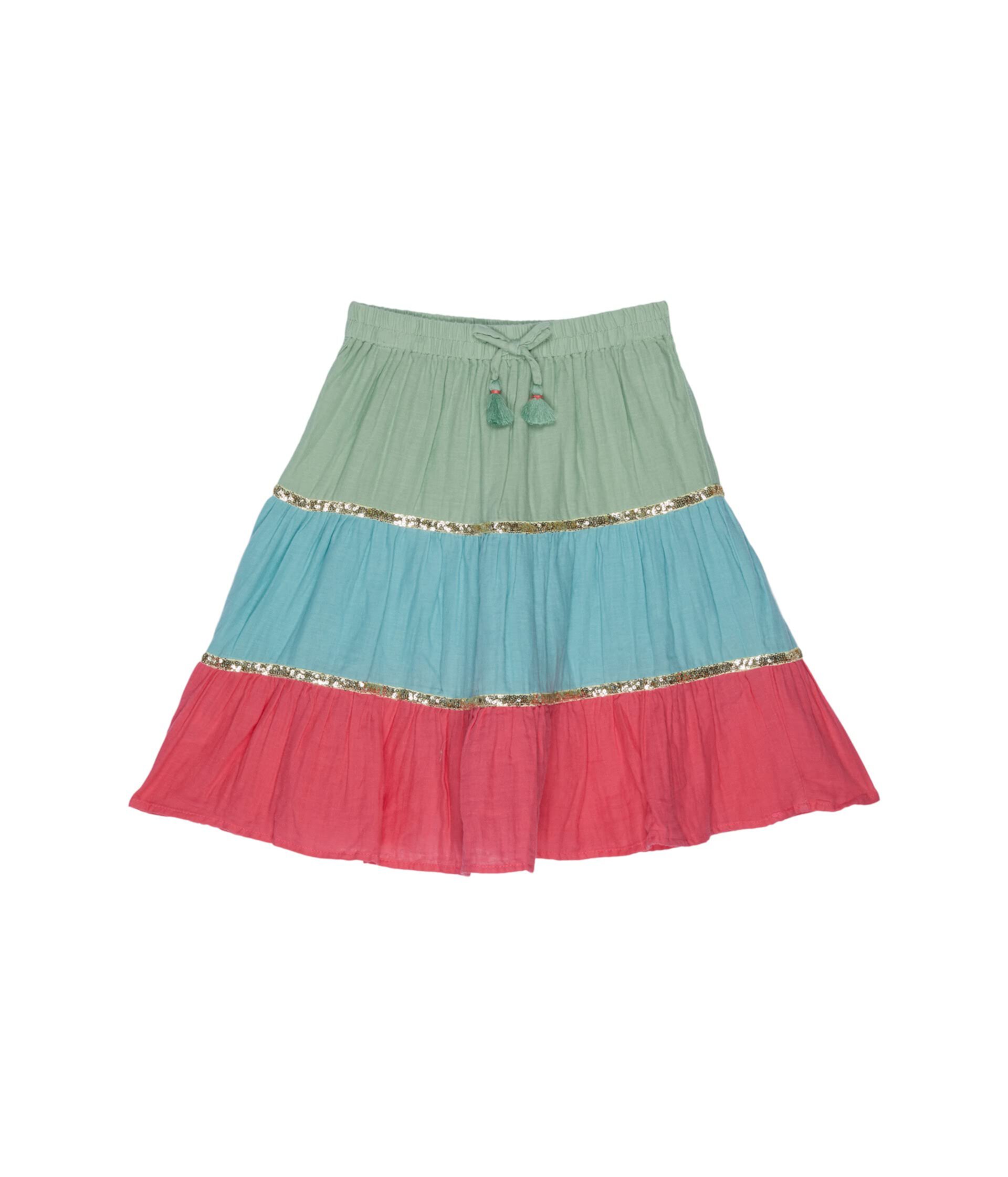 Color-Blocked Swiss Dot Skirt (Toddler/Little Kids/Big Kids) Peek