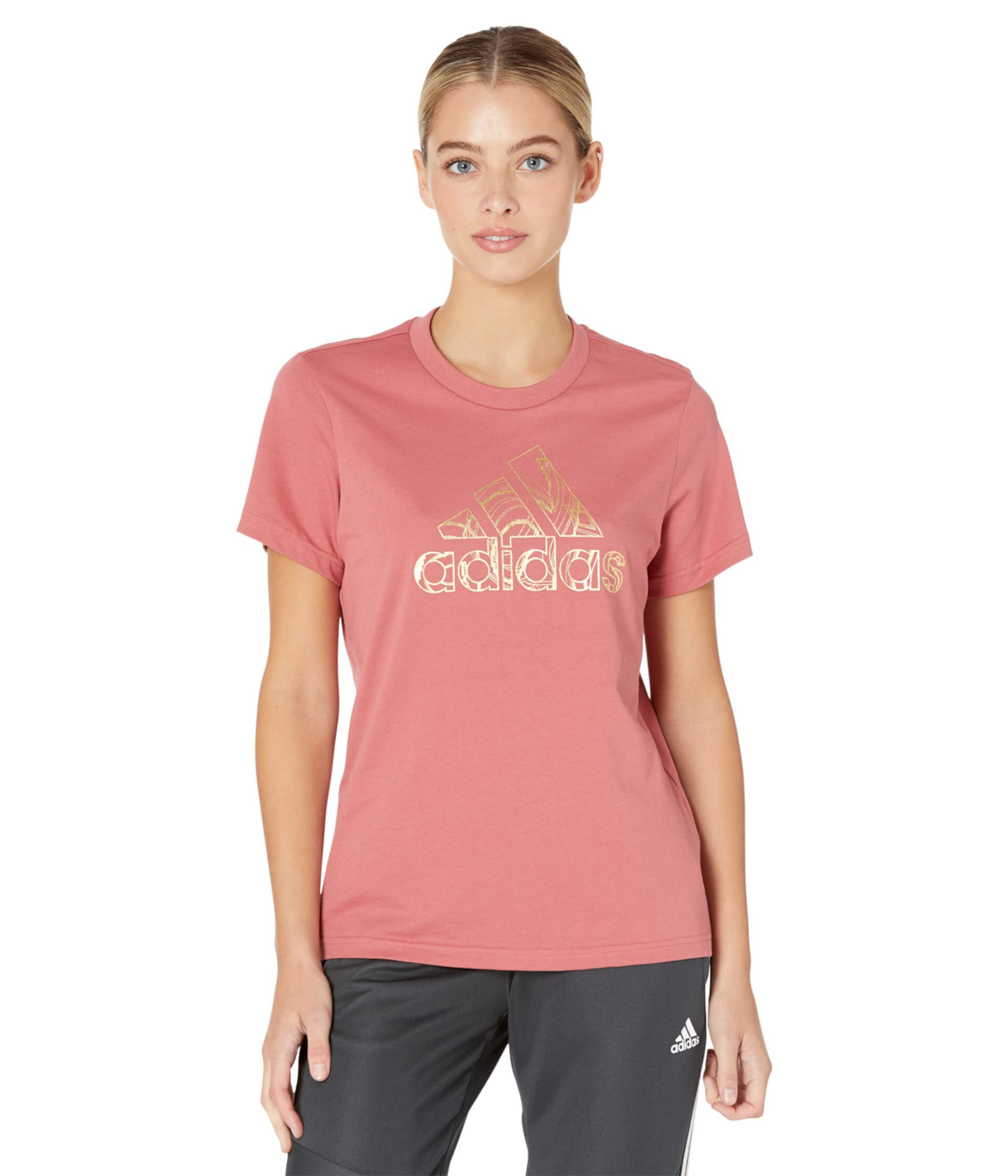 Женская хлопковая футболка Adidas с графикой Праздничные огни Adidas