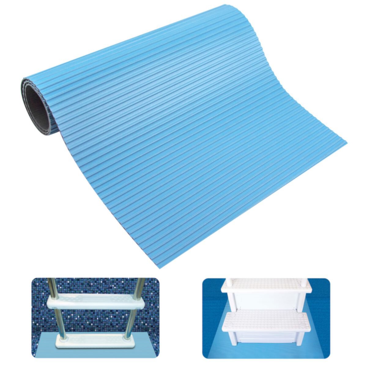 Swimline HydroTools 87953 9&#34; x 36&#34; Small Protective Vinyl Pool Ladder Mat, Blue Swimline