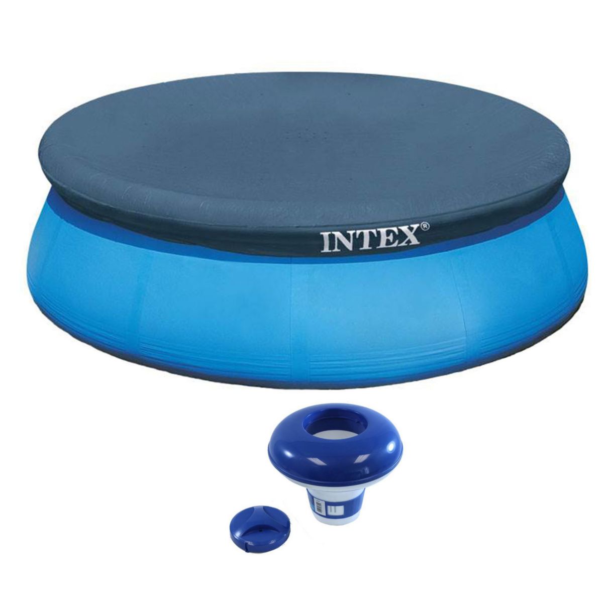 Intex 15 Foot Easy Set Swimming Pool Debris Cover & Floating Chlorine Dispenser Intex