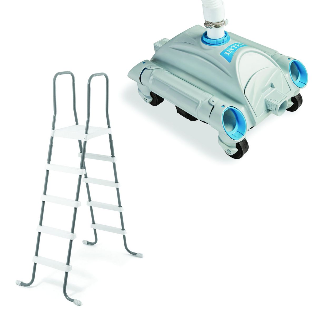 Intex Swimming Pool Ladder for 52&#34; Wall Height Pools & Pool Side Vacuum Cleaner Intex