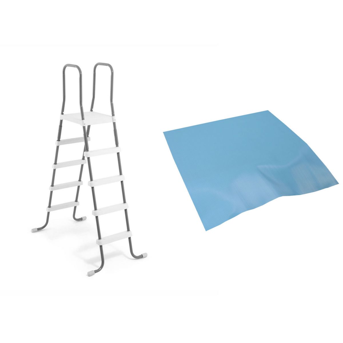 Intex Steel Frame Above Ground Swimming Pool Ladder + Pool Ladder Step Pad Intex