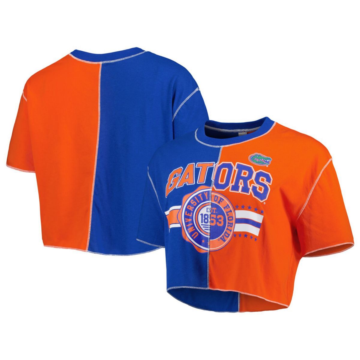 Женская укороченная футболка с цветными блоками ZooZatz Royal/оранжевая Florida Gators ZooZatz
