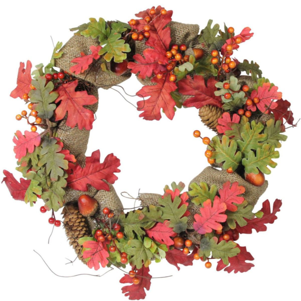 Northlight Autumn Artificial Leaves Acorn Wreath Northlight