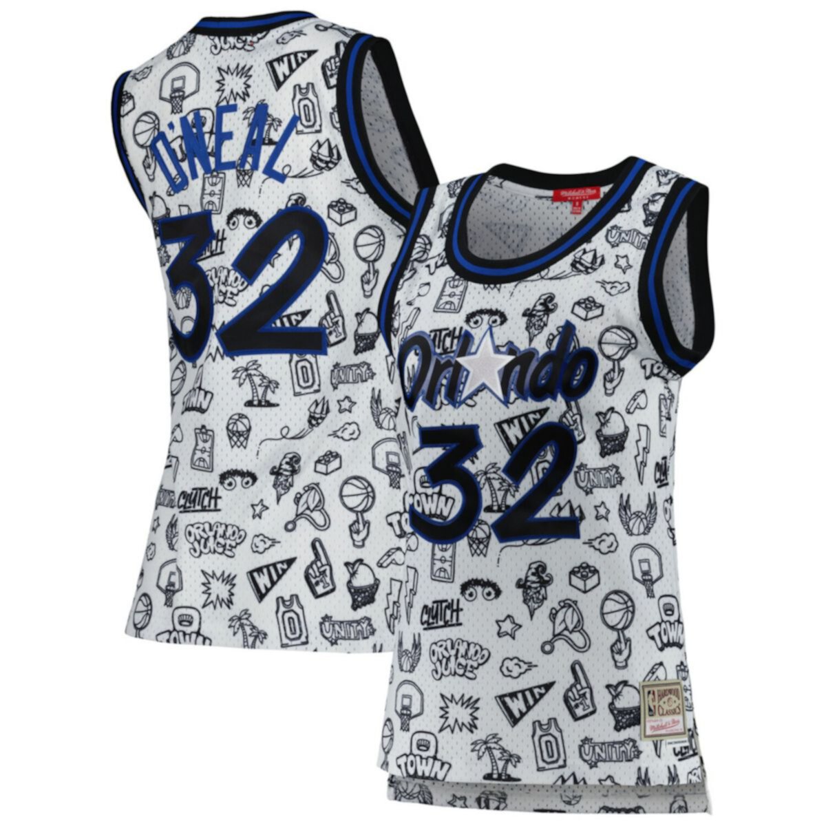 Женская Футболка Mitchell & Ness Shaquille O'Neal Белая Orlando Magic 1994 Doodle Swingman Mitchell & Ness