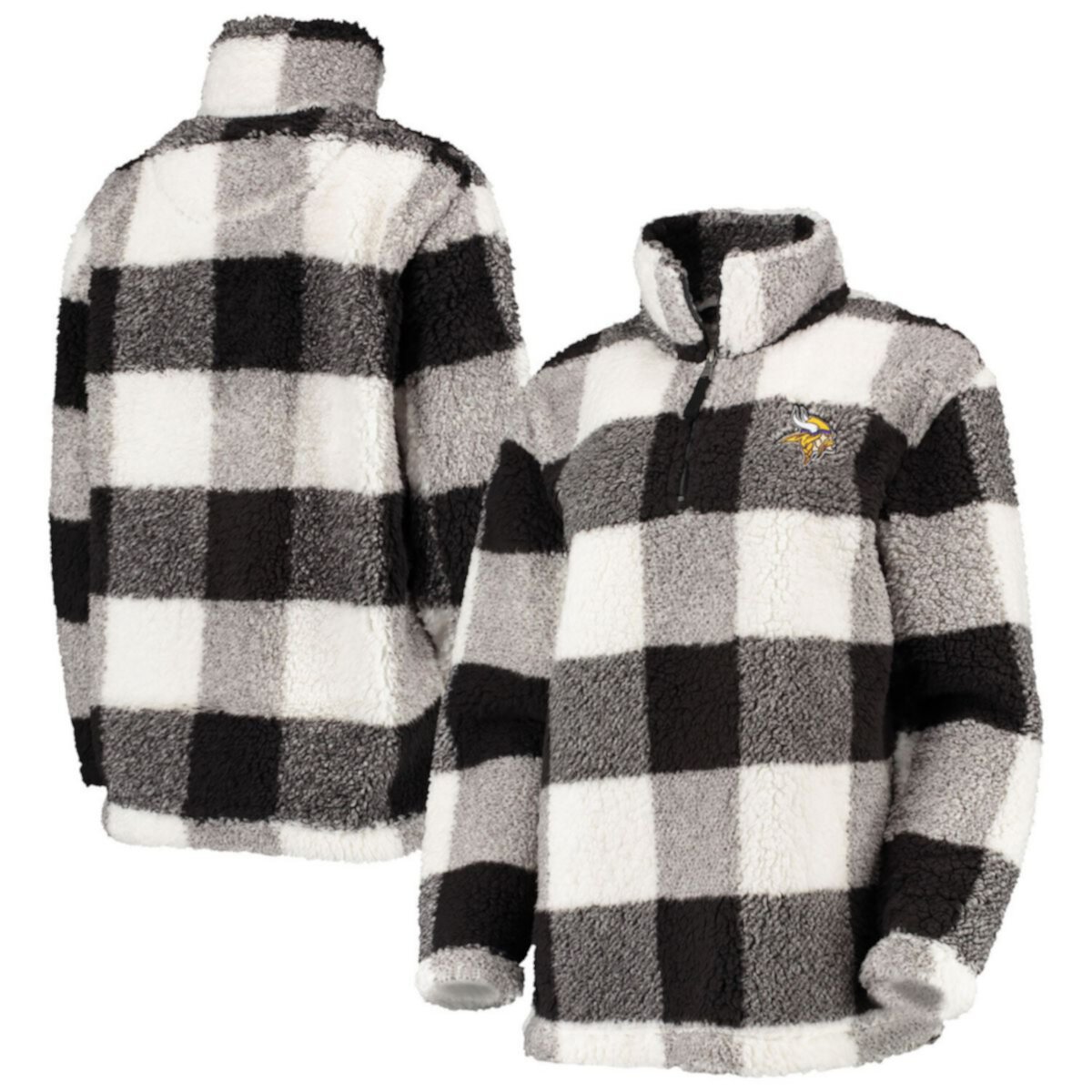 Женская Куртка G-III 4Her by Carl Banks Черная Minnesota Vikings Sherpa Plaid Quarter-Zip In The Style