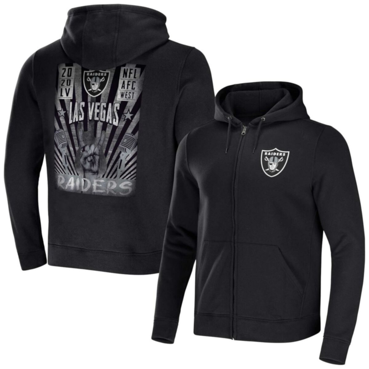 Мужская Футболка NFL x Darius Rucker Collection by Fanatics Черная Las Vegas Raiders Rocker с полным застежкой-молнией NFL x Darius Rucker Collection by Fanatics