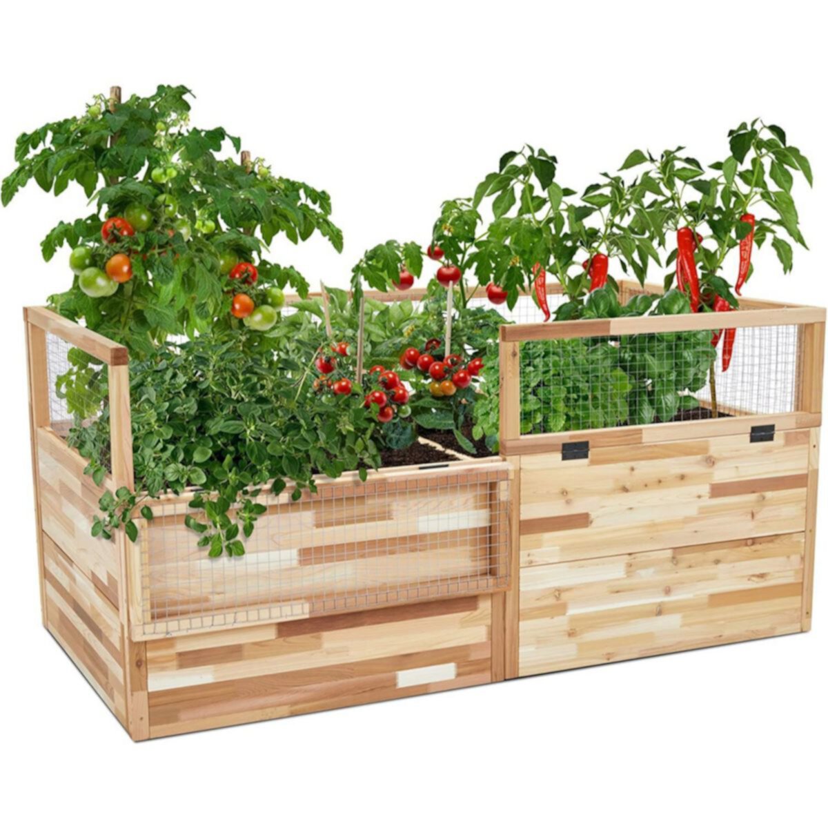 Jumbl Raised Garden Bed w/Fence, Elevated Wood & Herb Planter for Growing Fresh Flower Jumbl