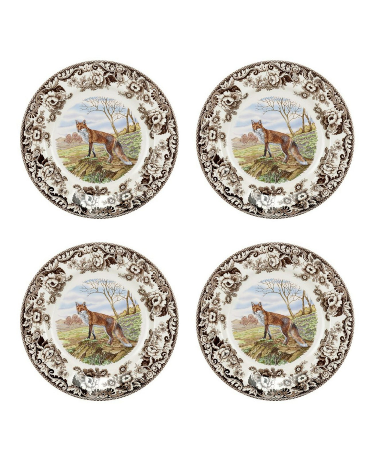 Обеденные тарелки Woodland Red Fox из 4 предметов, сервиз на 4 персоны Spode