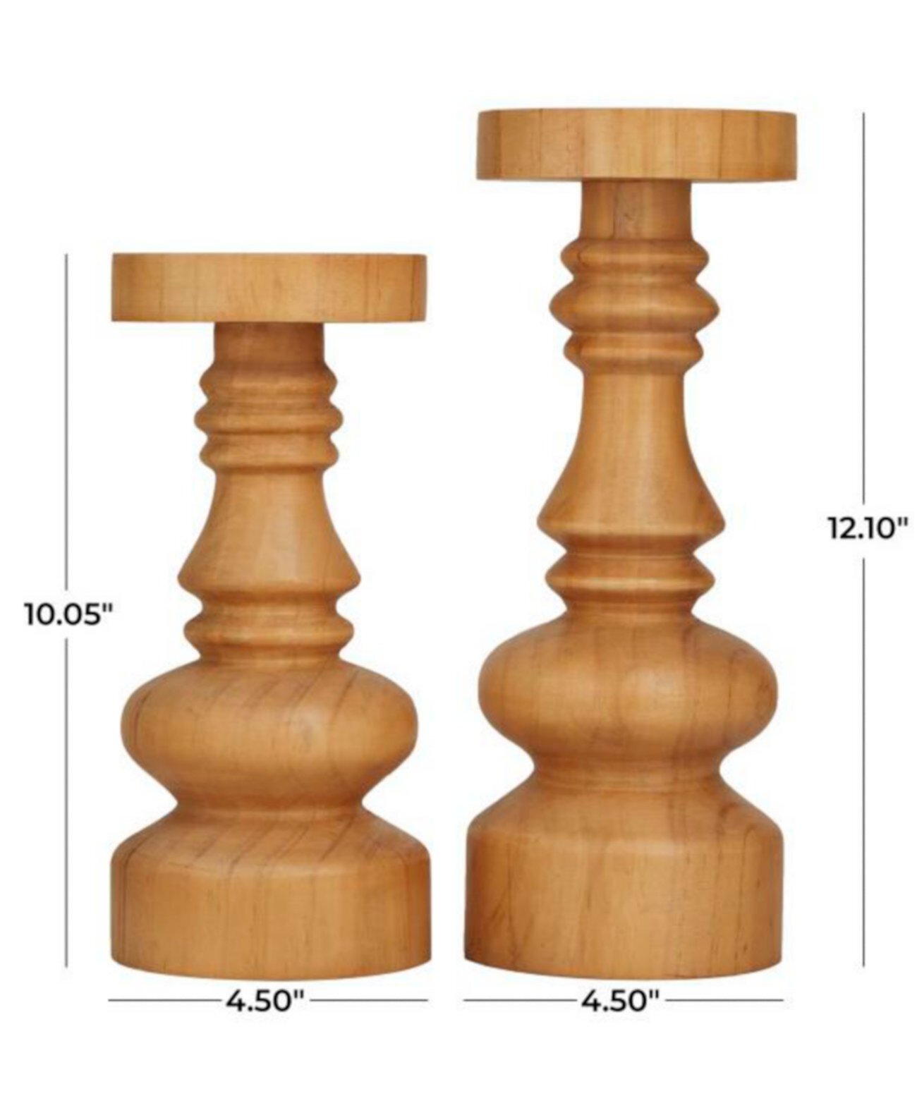 Деревянные подсвечники в традиционном стиле, набор из 2 шт., высота 30,7 см и 25,5 см Novogratz