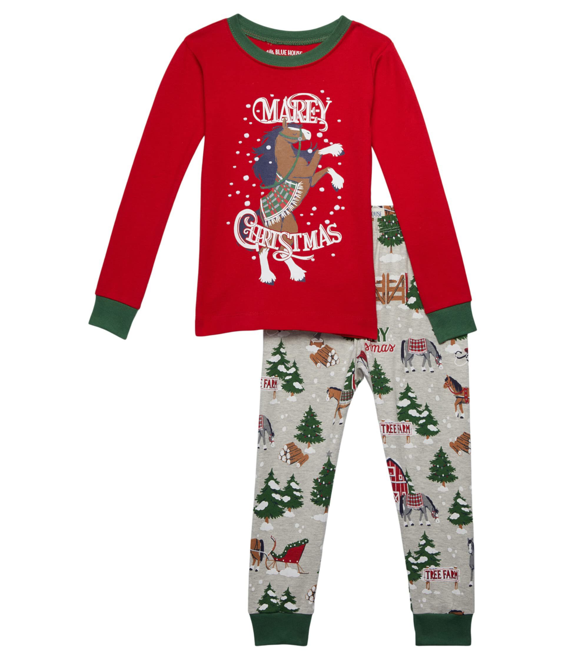 Рождественский пижамный комплект с аппликацией в стиле кантри (для малышей/маленьких детей/больших детей) Little Blue House by Hatley