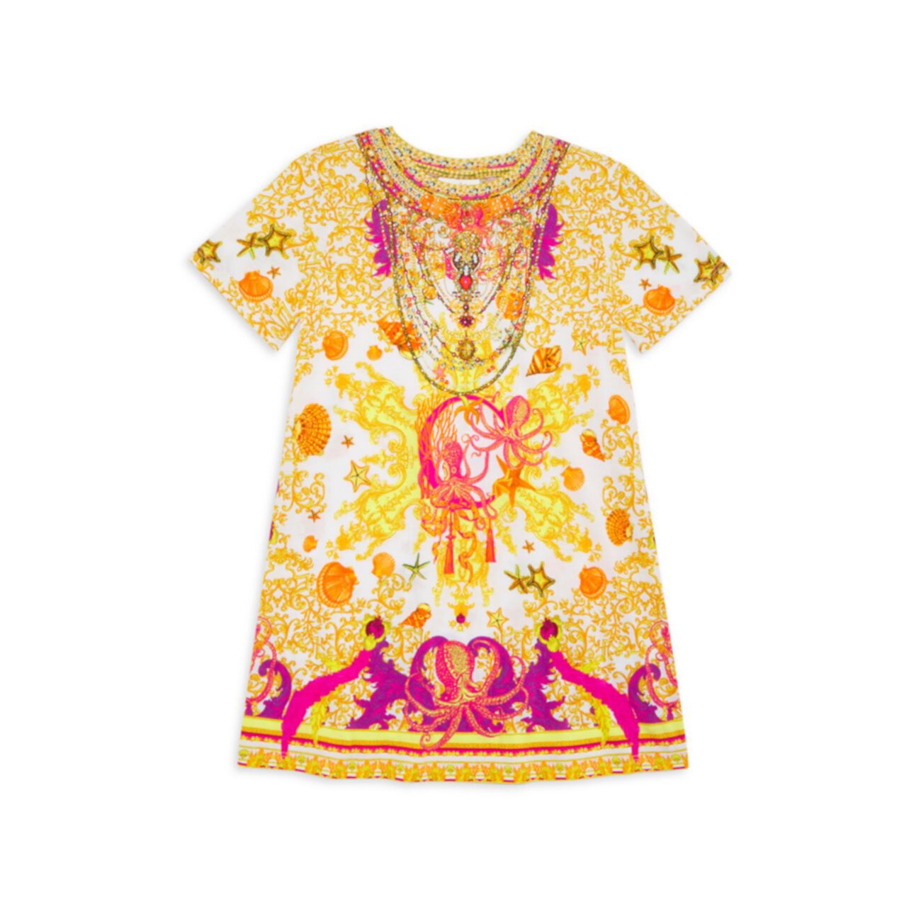 Маленькая девочка &amp;amp; Платье-футболка в стиле барокко с ракушками для девочек Camilla