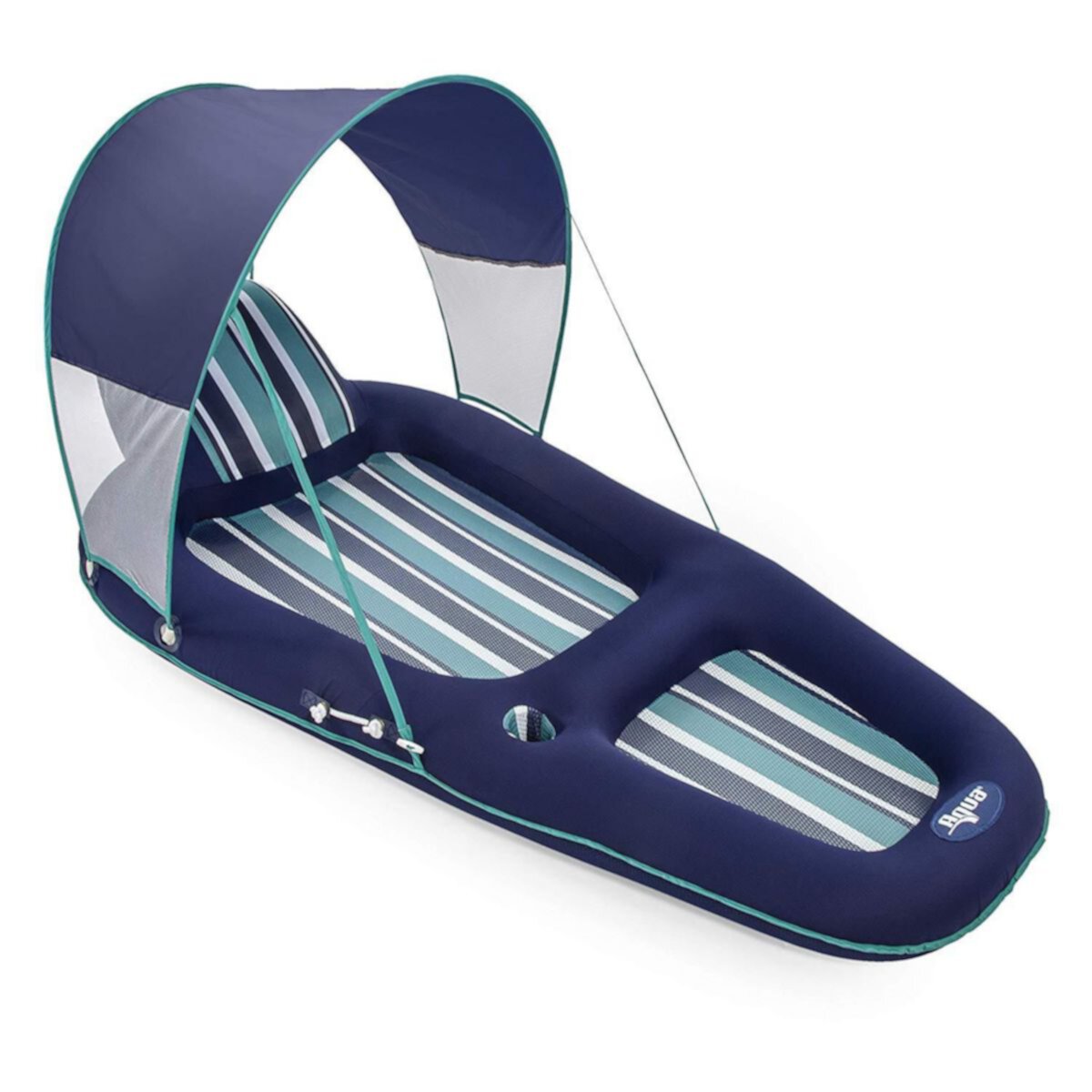 Aqua Leisure Роскошный надувной шезлонг для бассейна с навесом от солнца, синий Aqua