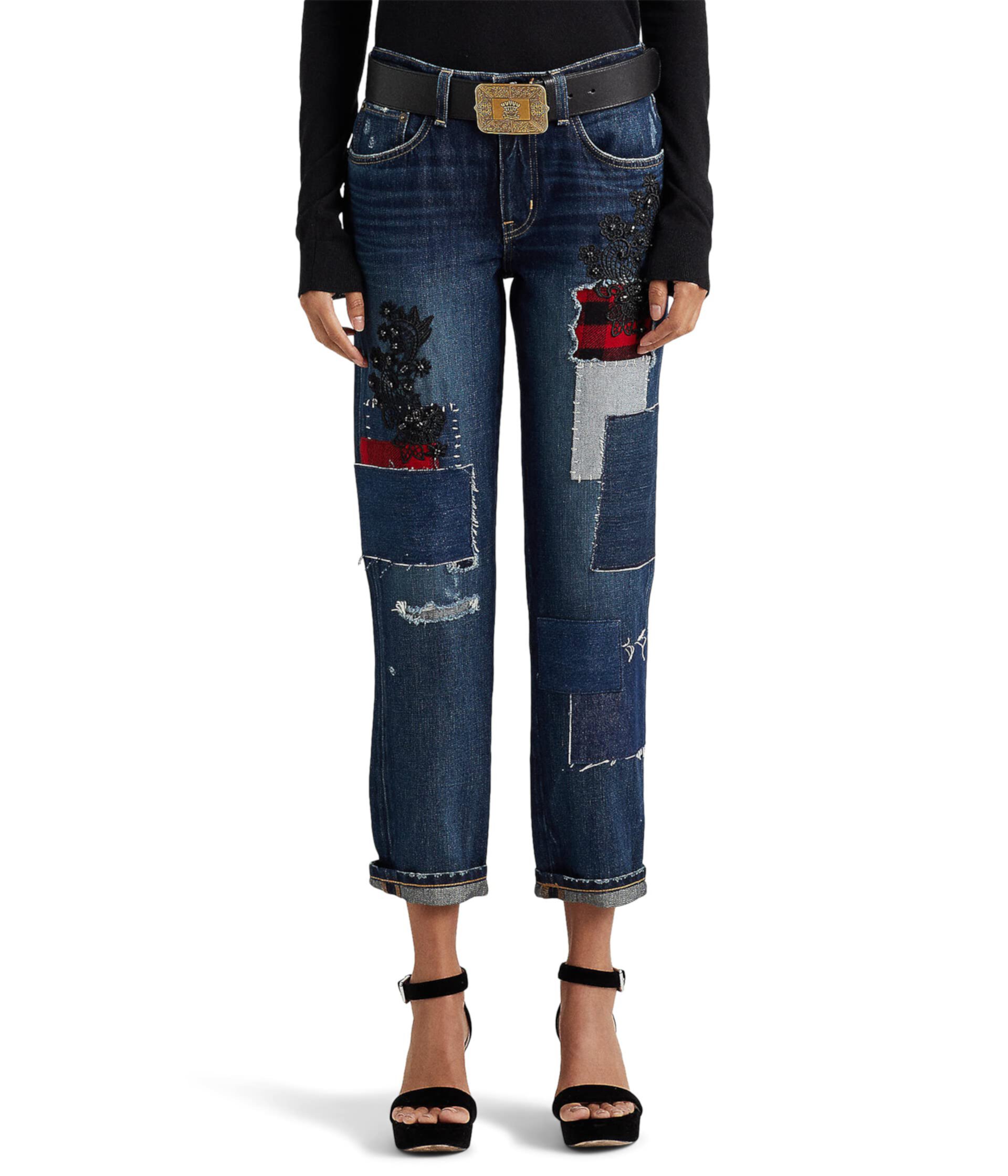 Свободные зауженные джинсы до щиколотки в стиле пэчворк цвета Bianca Wash Ralph Lauren