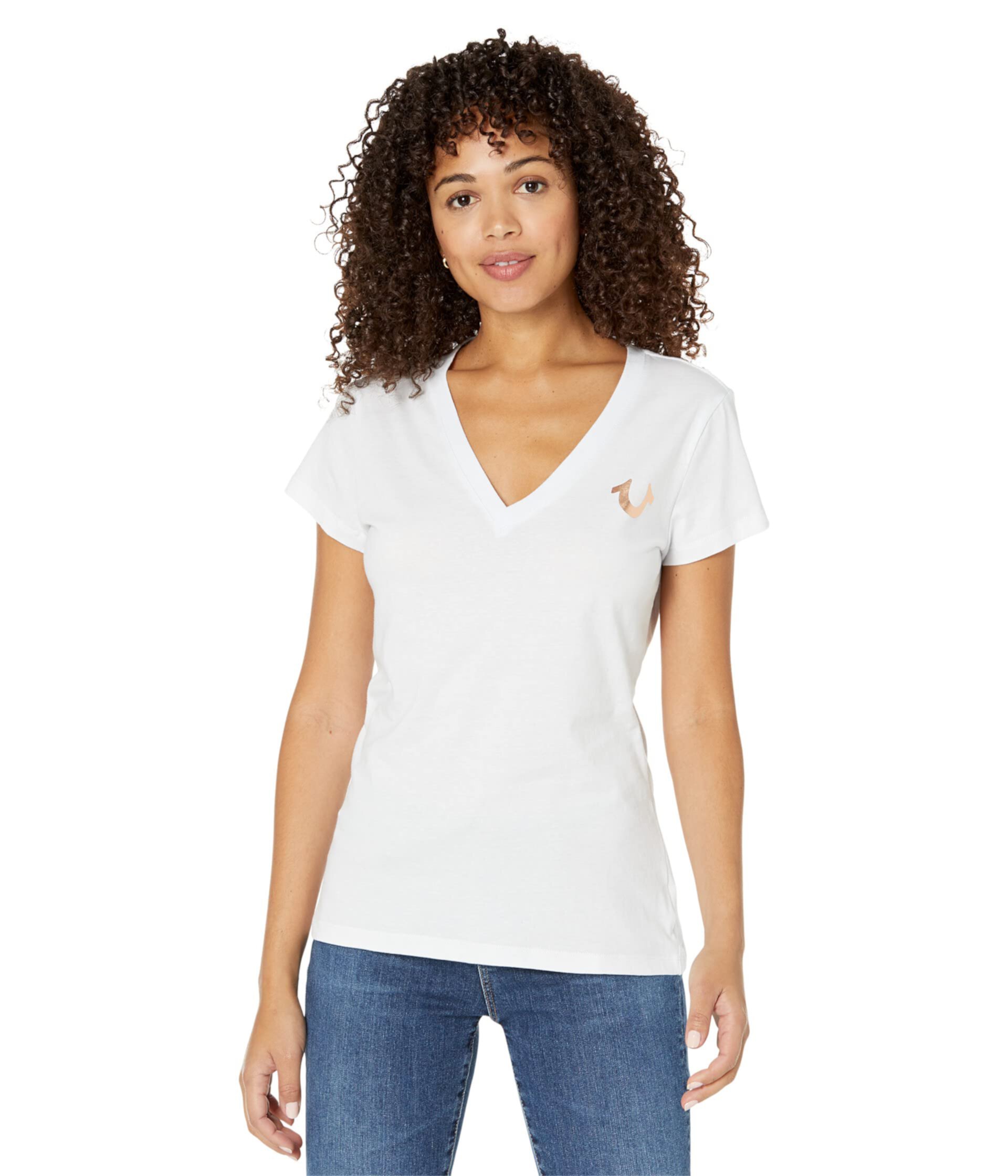 Foil Buddha Slim V-Neck Tee True Religion