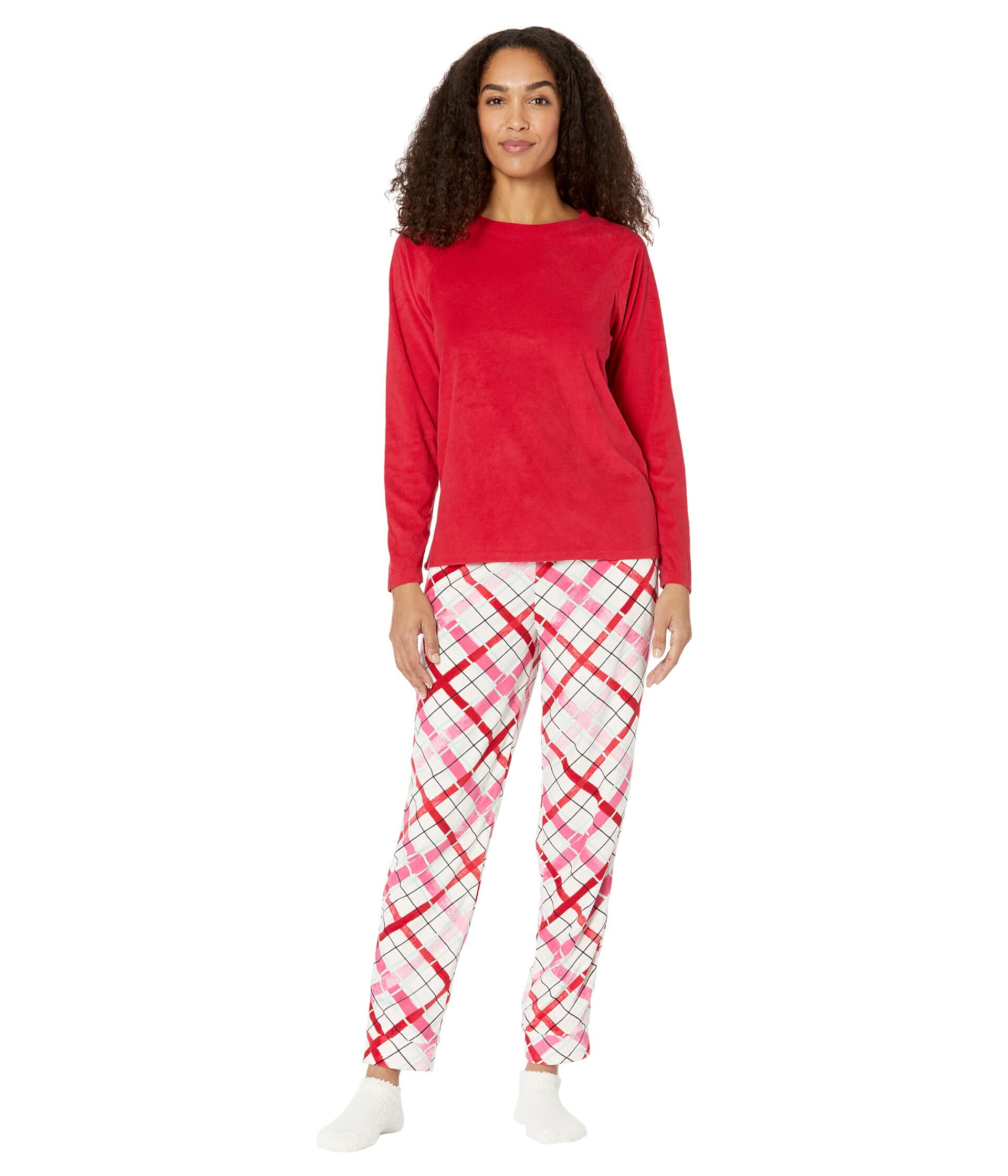 Hazy Plaid Super Soft Fleece Pajama Set Hue