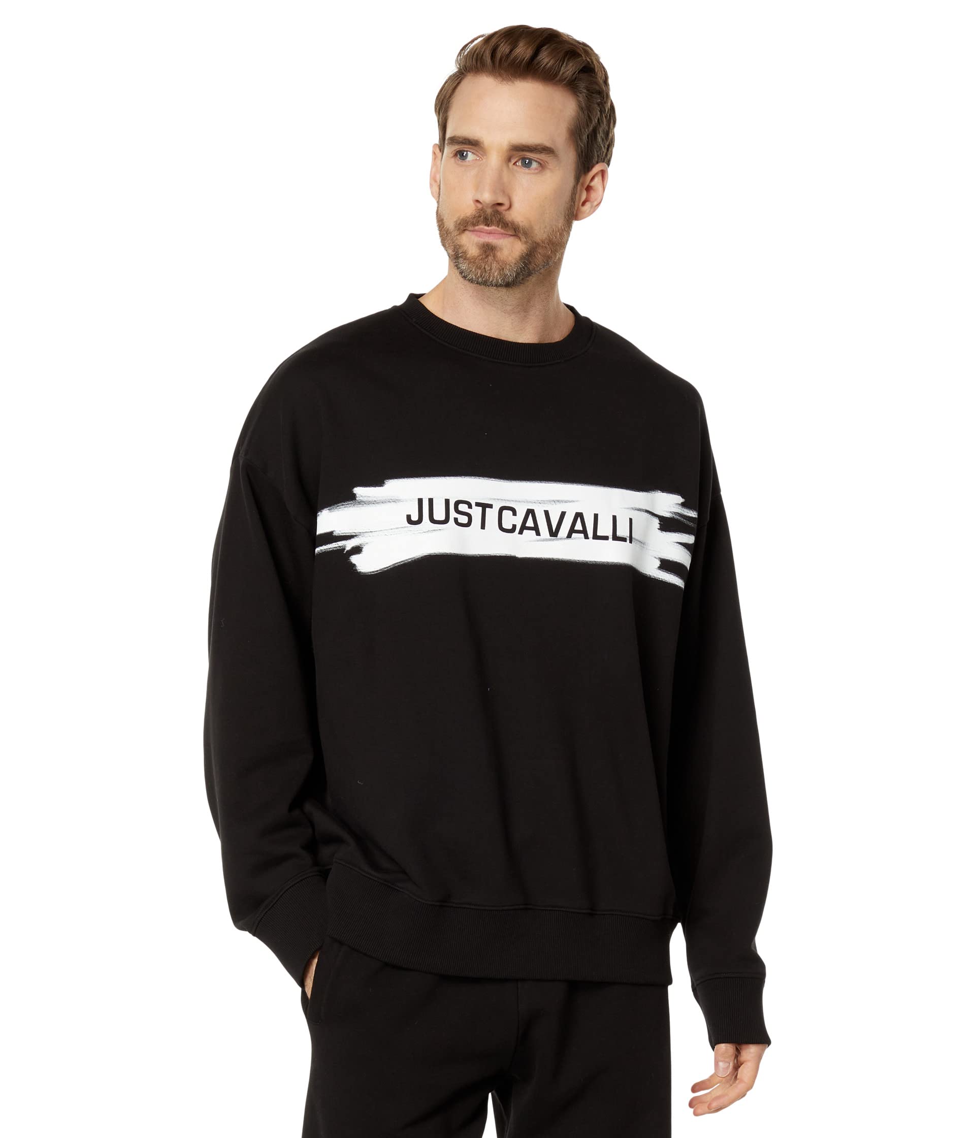 Худи Just Cavalli S03GU0171 Oversized из 100% хлопка с длинным рукавом и контрастным логотипом Just Cavalli