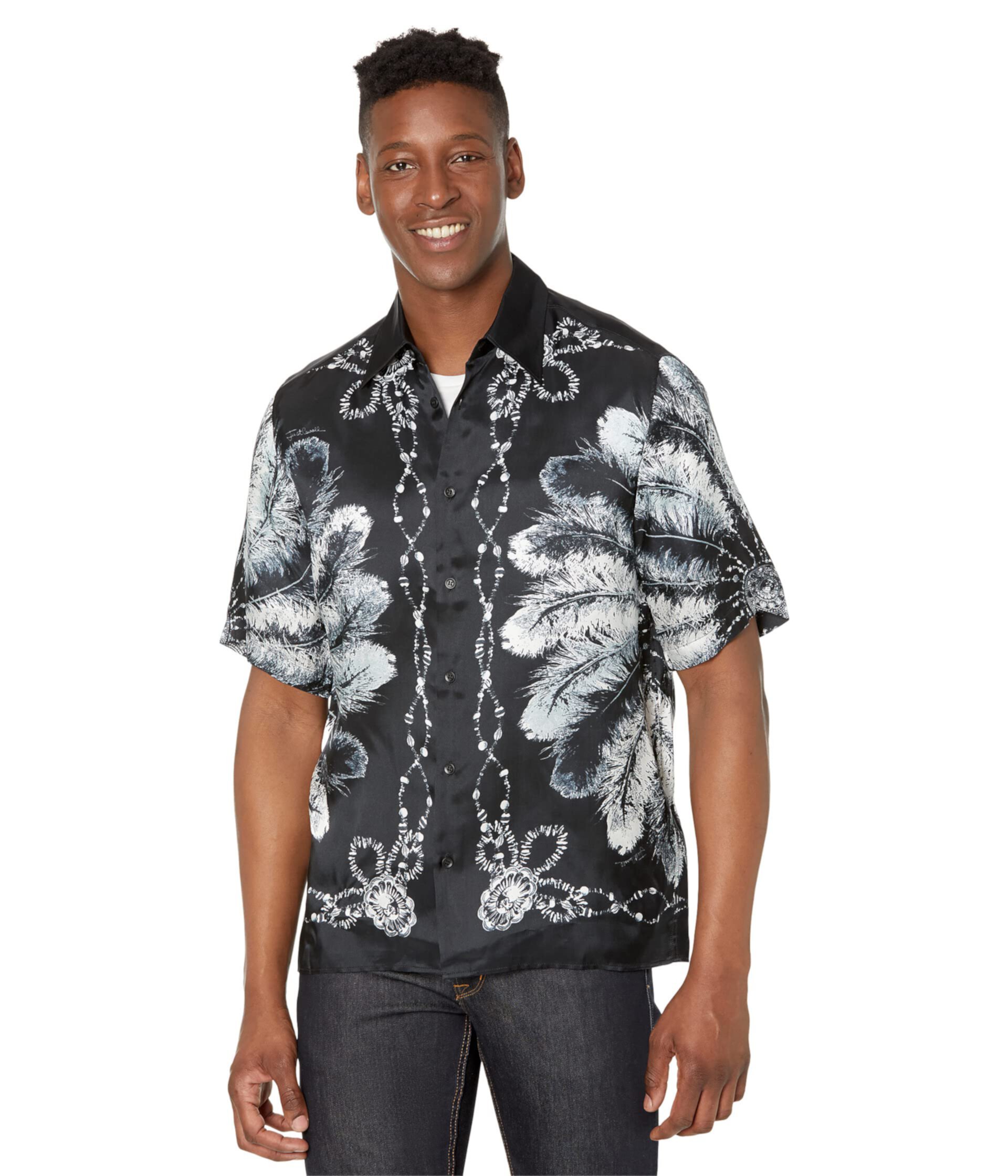 Viscose Short Sleeve Shirt with "Koh Phangan" Print Just Cavalli