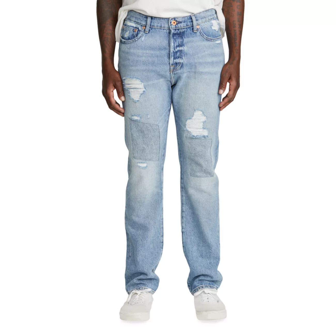 Прямые джинсы с потертостями NSF