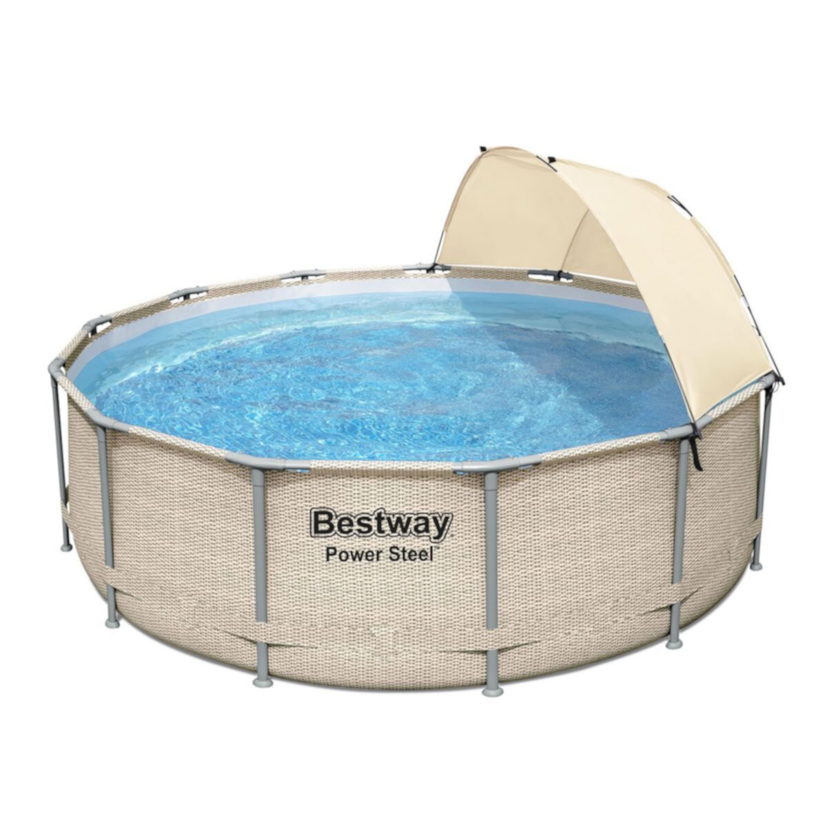 Bestway 13' x 42&#34; Power Steel Frame Above Ground Swimming Pool Set with Canopy Bestway