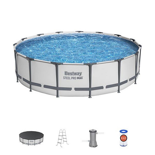 Bestway Steel Pro Max 15ft x 42in Frame Above Ground Swimming Pool Set with Pump Bestway