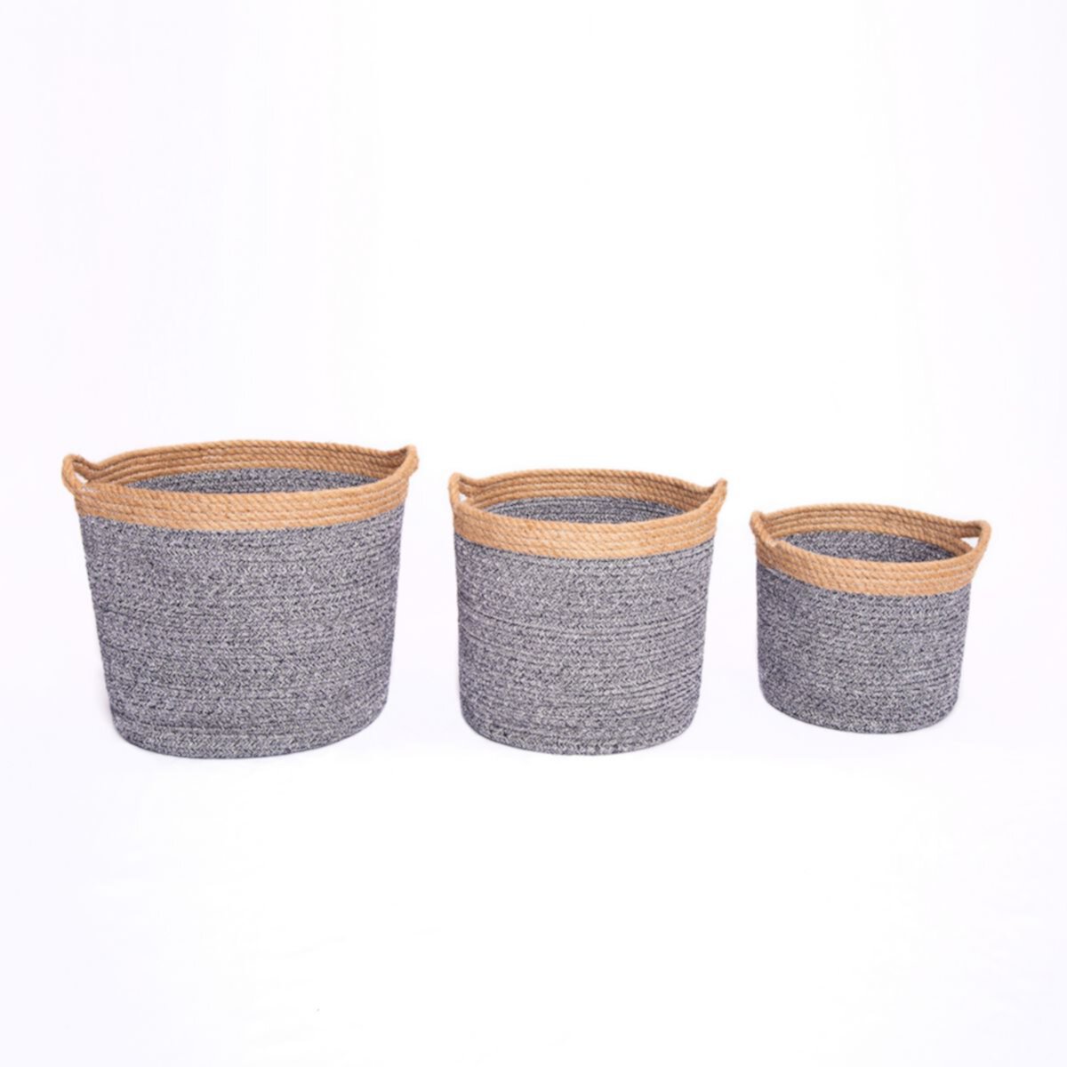 Saddle River Round Cotton Rope Basket 3-piece Set Saddle River