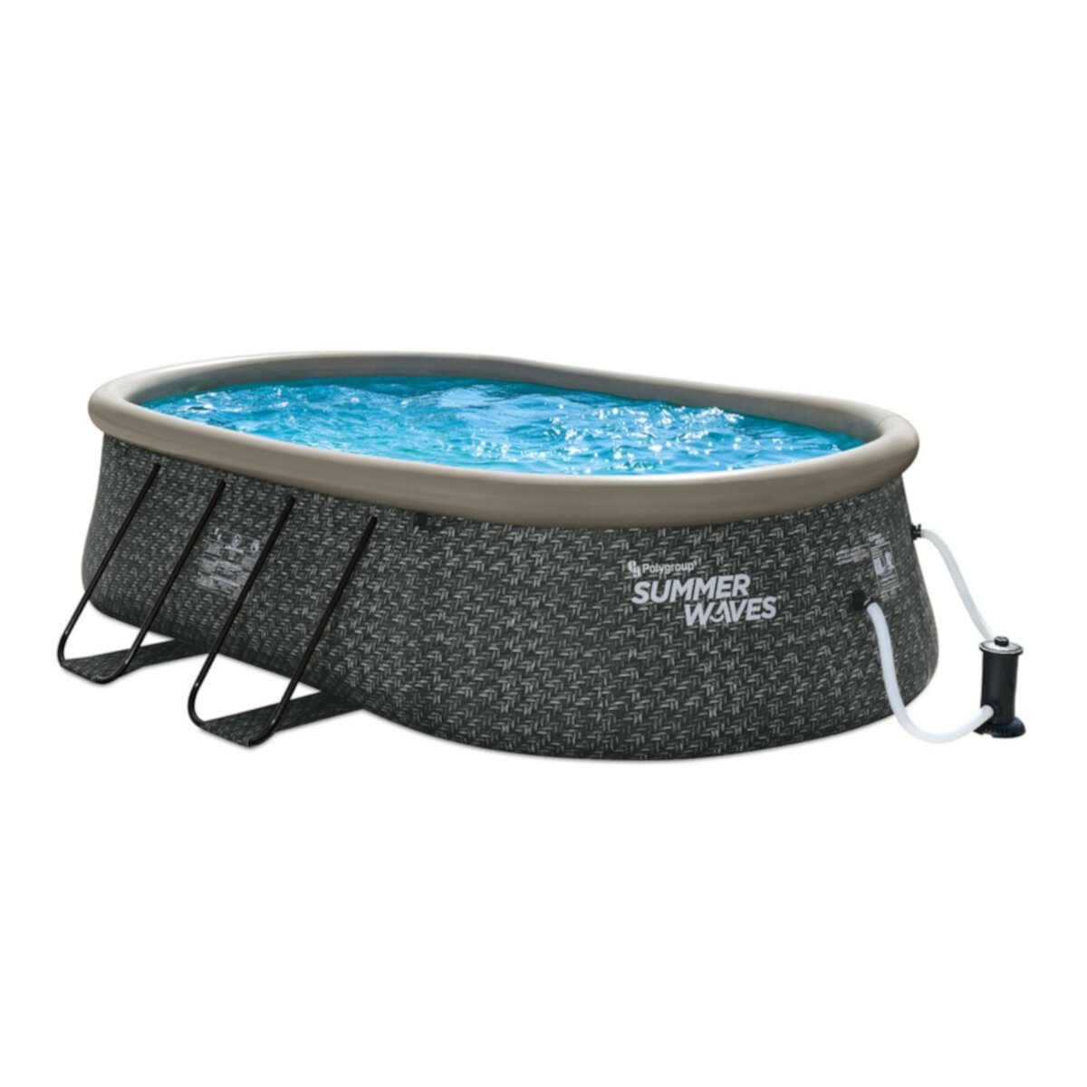 Summer Waves Quick Set 15 Ft Oval Above Ground Pool with Filter Pump, Dark Gray Summer Waves