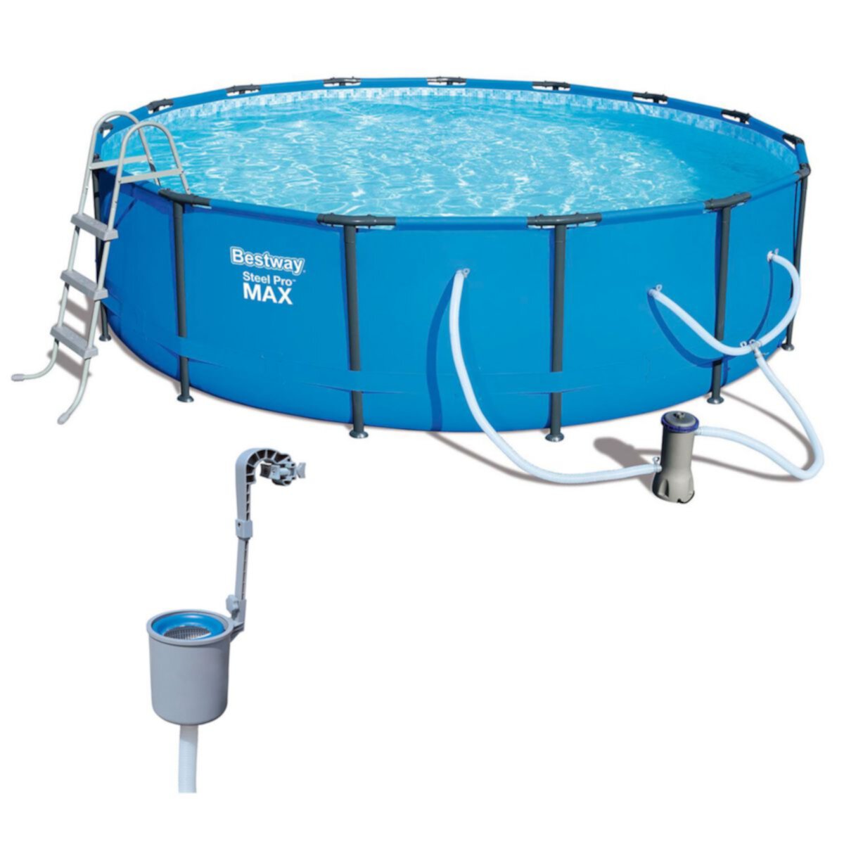 Bestway 15ft x 42in Steel Pro Max Frame Above Ground Swimming Pool & Skimmer Bestway