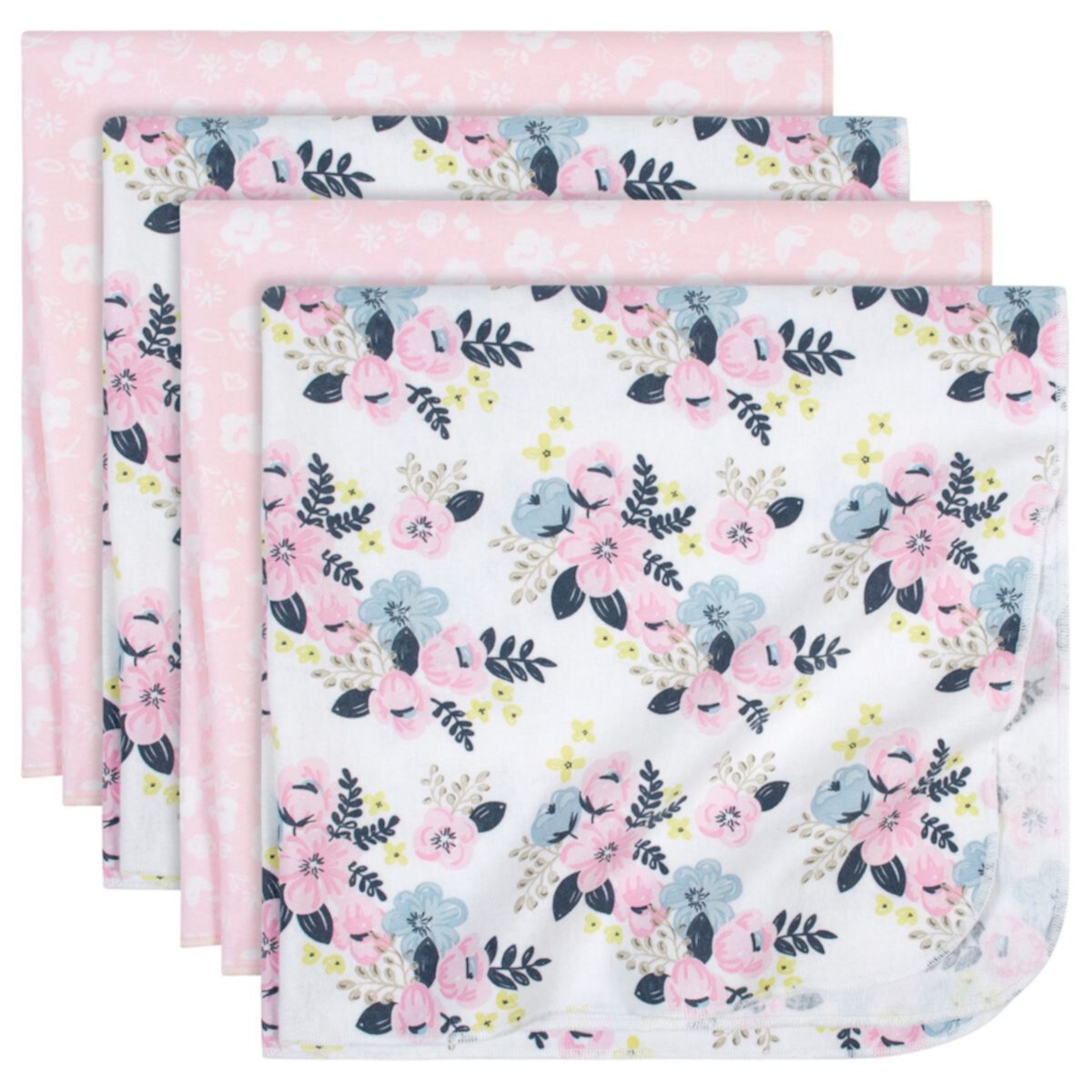 Набор из 4 фланелевых одеял Just Born® с цветочным принтом Just Born