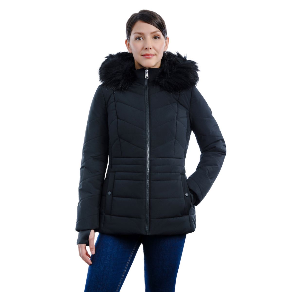 Заказать Повседневные куртки Women's London Fog FauxFur Hood Puffer