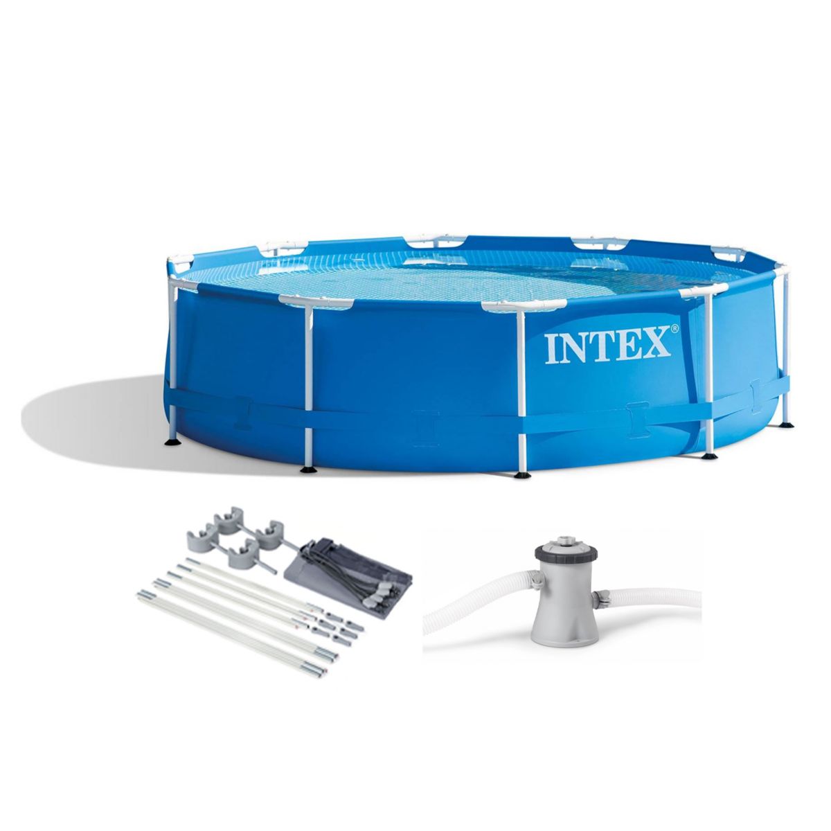 Intex 28201EH 10' x 30&#34; Metal Frame Above Ground Swimming Pool Kit w/ Canopy Intex