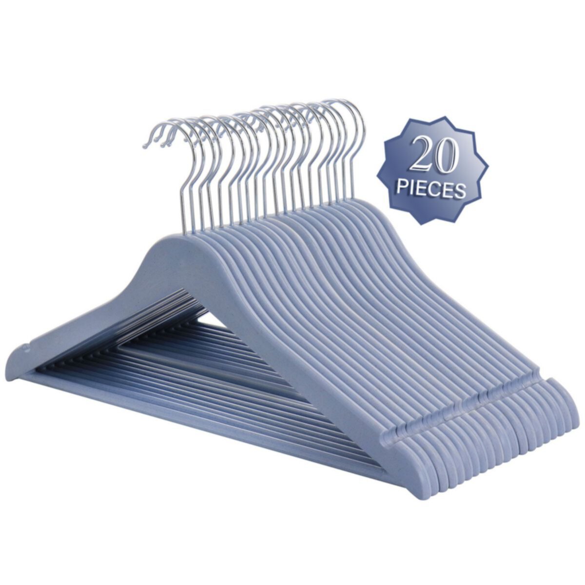 Elama Home 20 Piece Eco Friendly Coat Hangers in Blue Elama