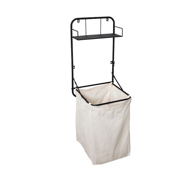 Honey-Can-Do Collapsible Wall-Mounted Clothes Hamper with Canvas Bag & Laundry Shelf Honey-Can-Do