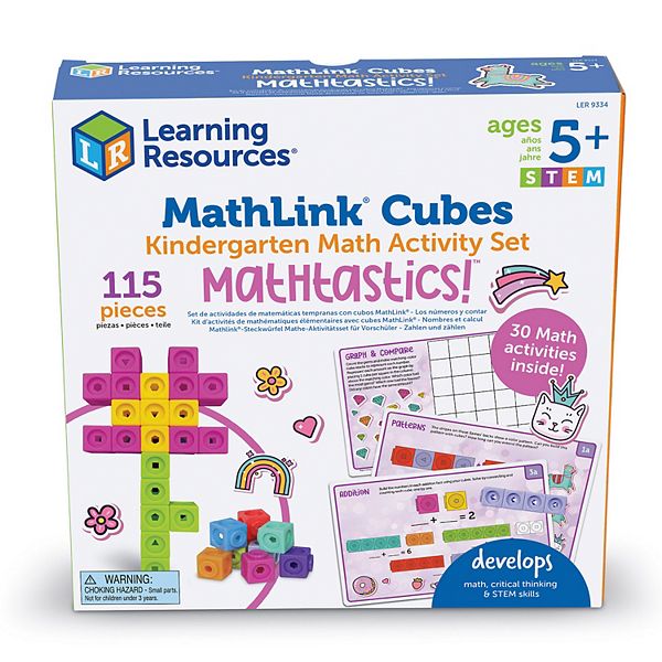 Игровой набор для обучения математике MathLink Cubes для детей от 3 лет, 100 кубиков и 15 карточек с заданиями Learning Resources