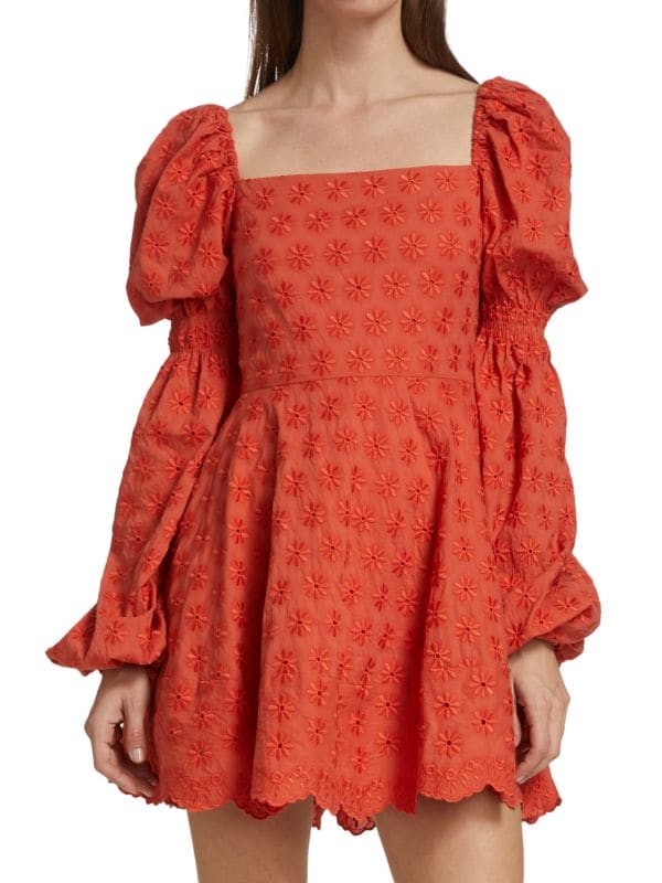 Платье Wren с пышными рукавами и ромашкой CAROLINE CONSTAS