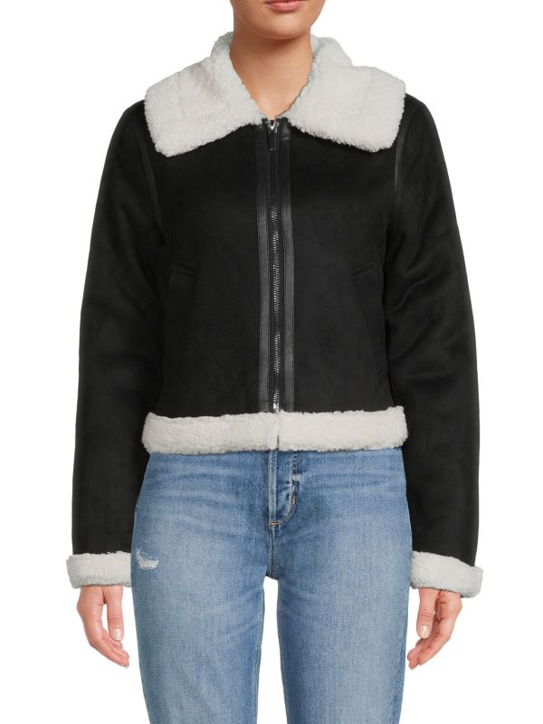 Укороченная куртка с подкладкой из искусственного меха Saks Fifth Avenue