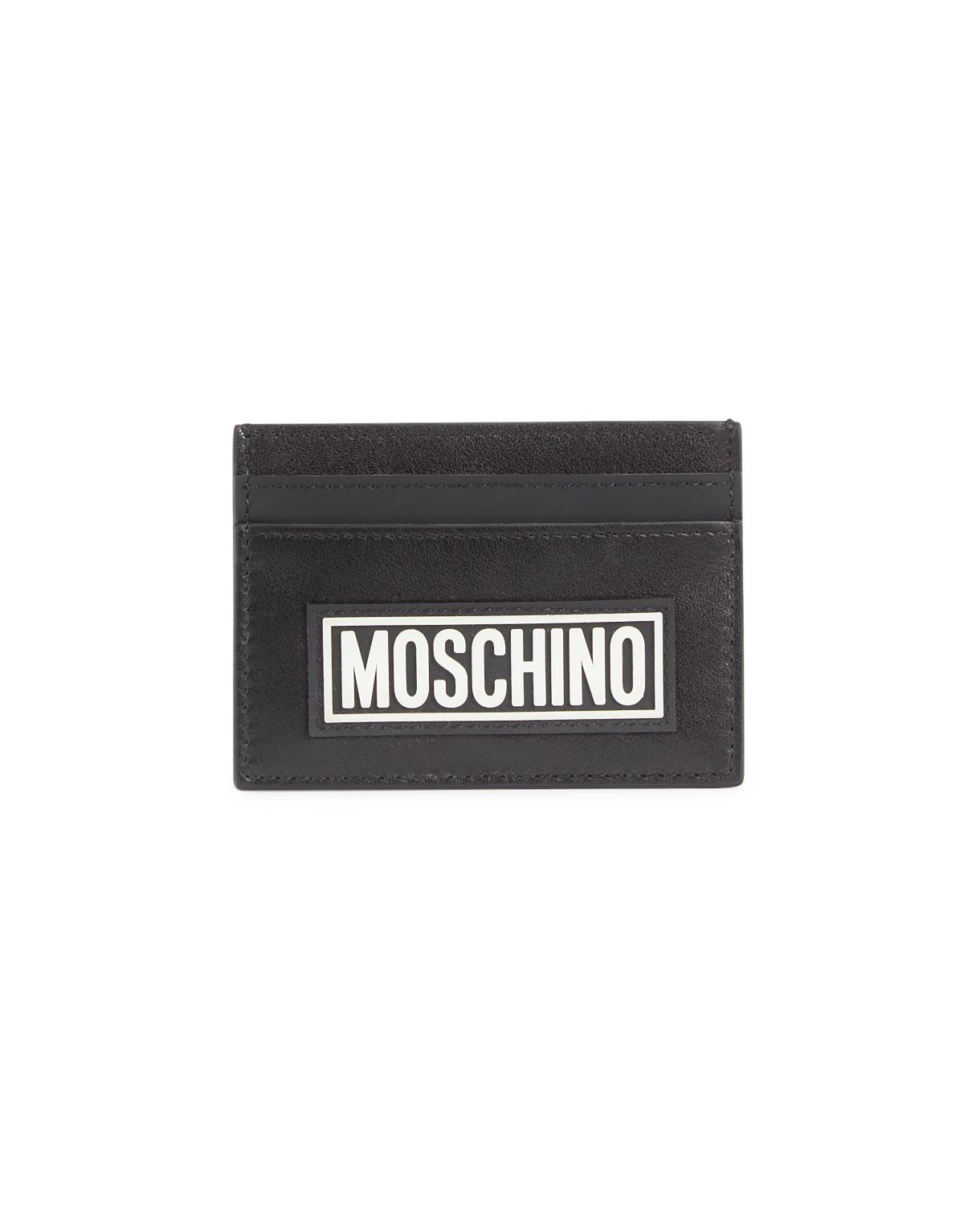 Кожаный футляр для карт с логотипом Moschino