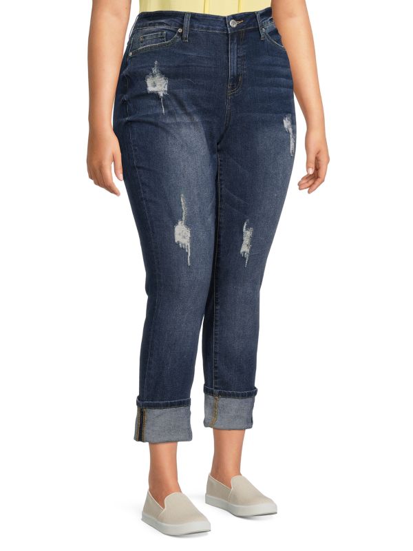 Узкие джинсы Plus с высокой посадкой и манжетами Copperflash